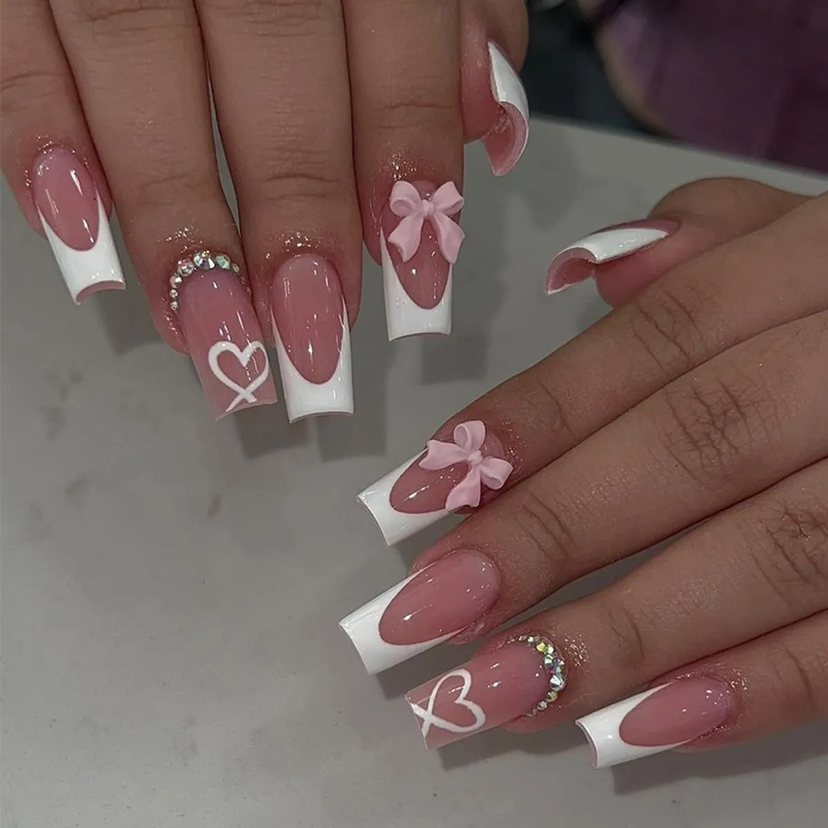 French Tip Press On Nails with Charms (Medium) - Complete Buyer’s Guide 2 French Tip Press on Nails